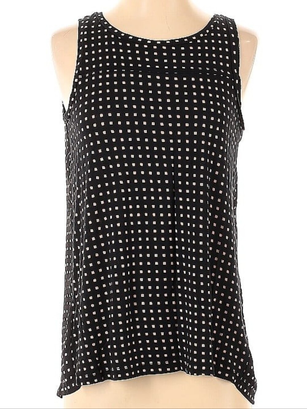 LOFT Black Tank Top with Pink Square Print